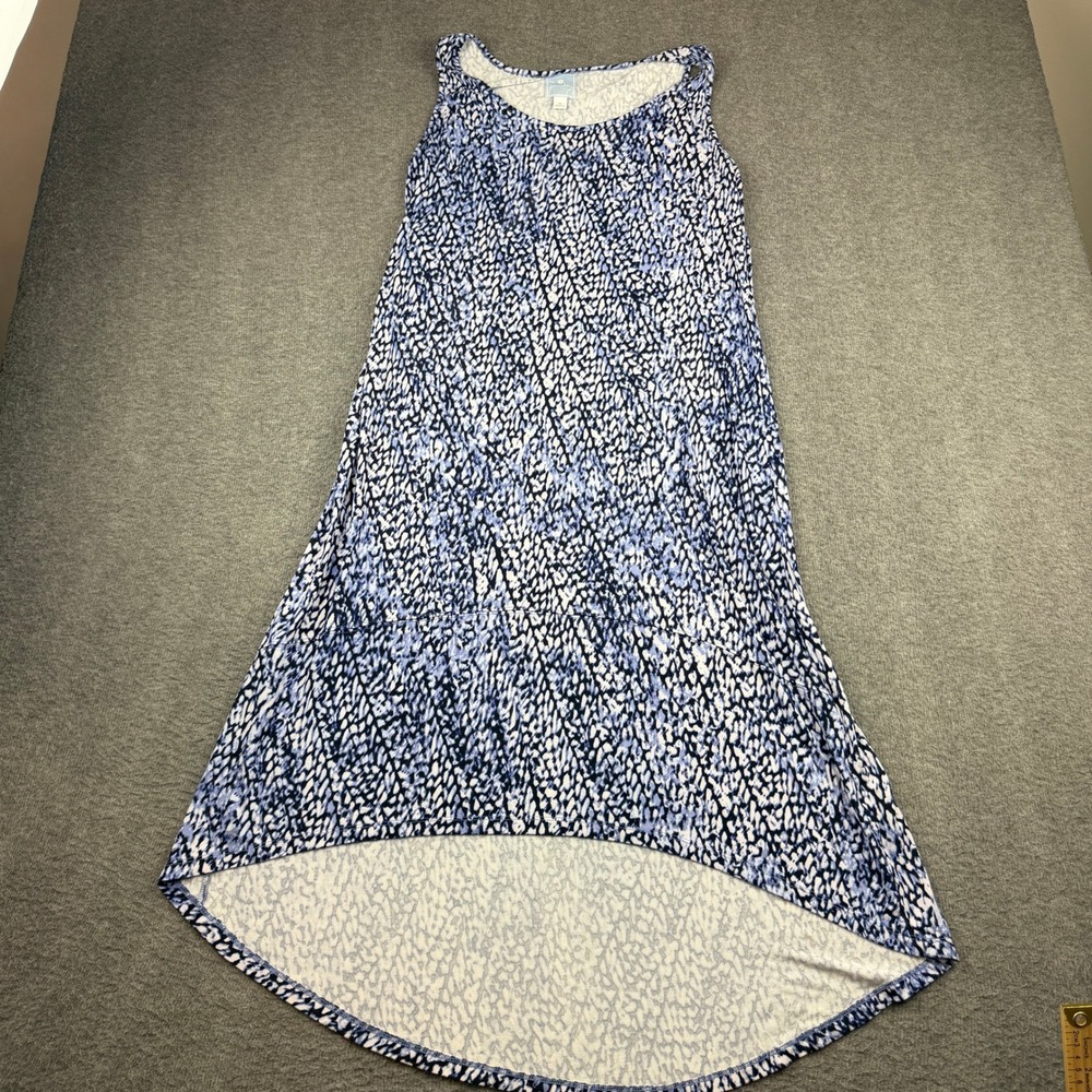 Sunday Blue White Animal Print Women's M Medium High Low Sleeveless Maxi Dress